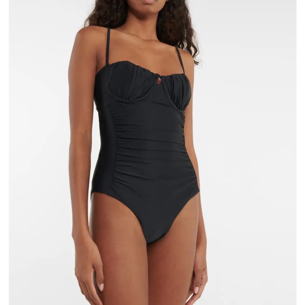 Self Portrait ruched tie-back swimsuit